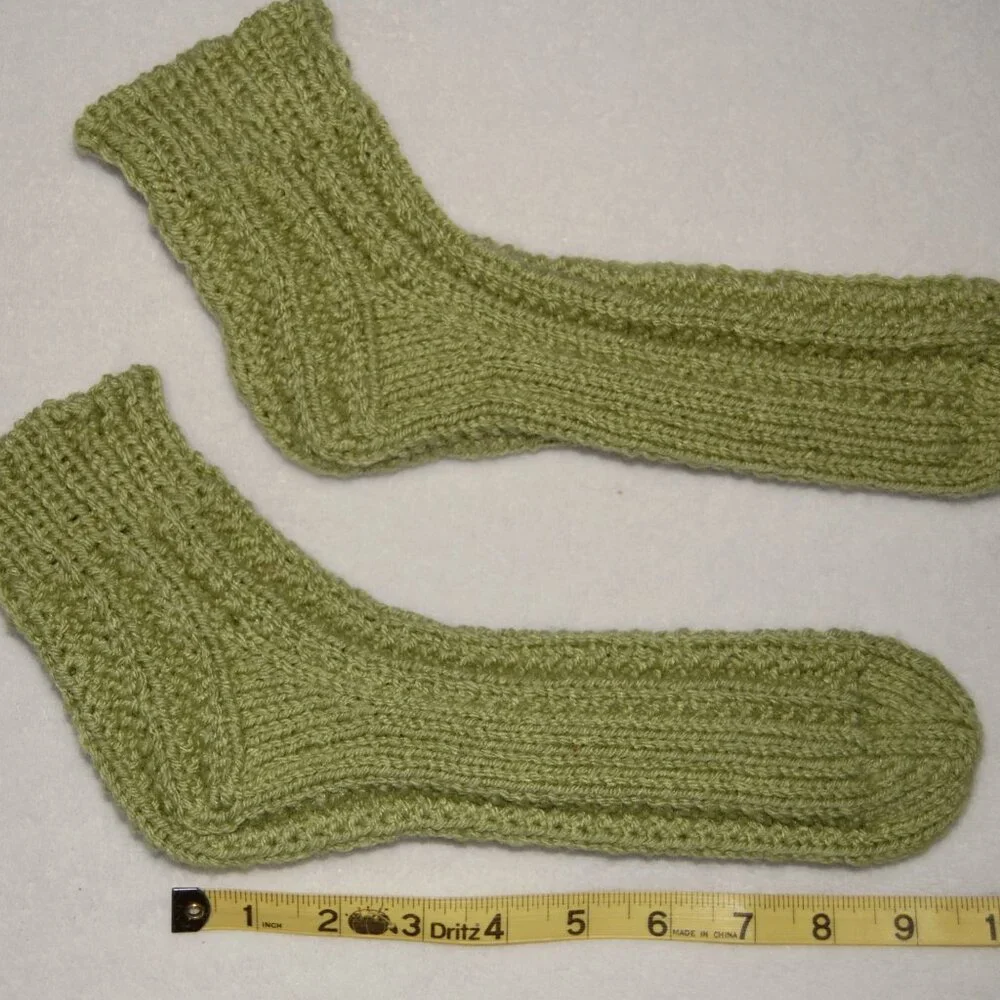NEW Handmade Ankle Socks, Green, Women Size M (US 8.5)